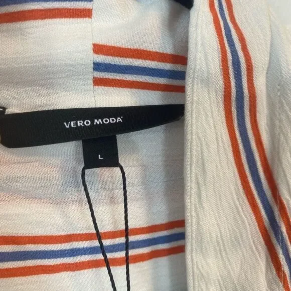 Vero Moda StripedHanna Shirt or Blouse Red White & Blue Size Large New With Tag  - Picture 8 of 11